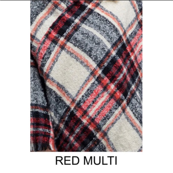 Super Soft “L.I.B” Western Chic Plaid Pocho - Picture 4 of 4